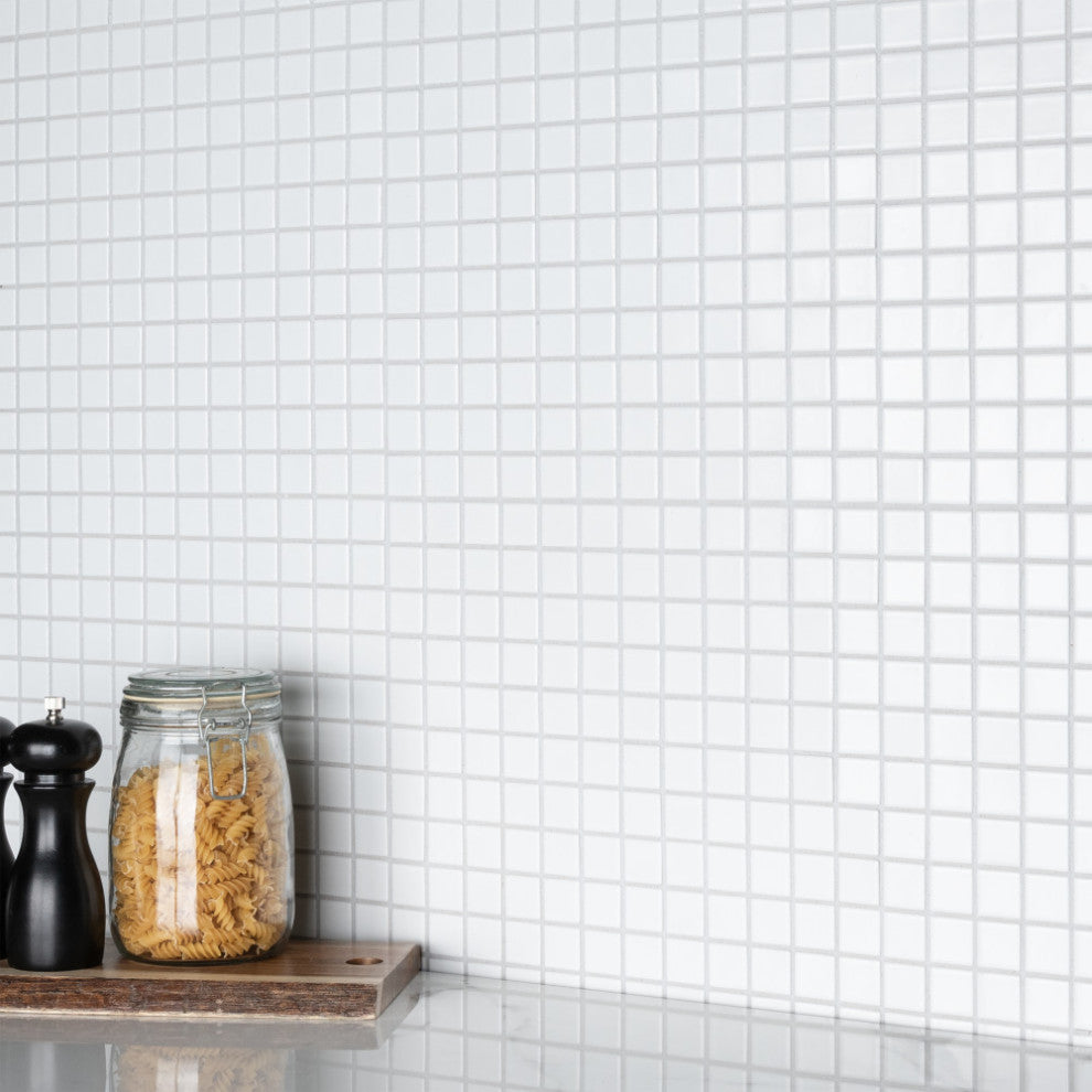 Metro 1" Square Matte White Porcelain Floor and Wall Tile