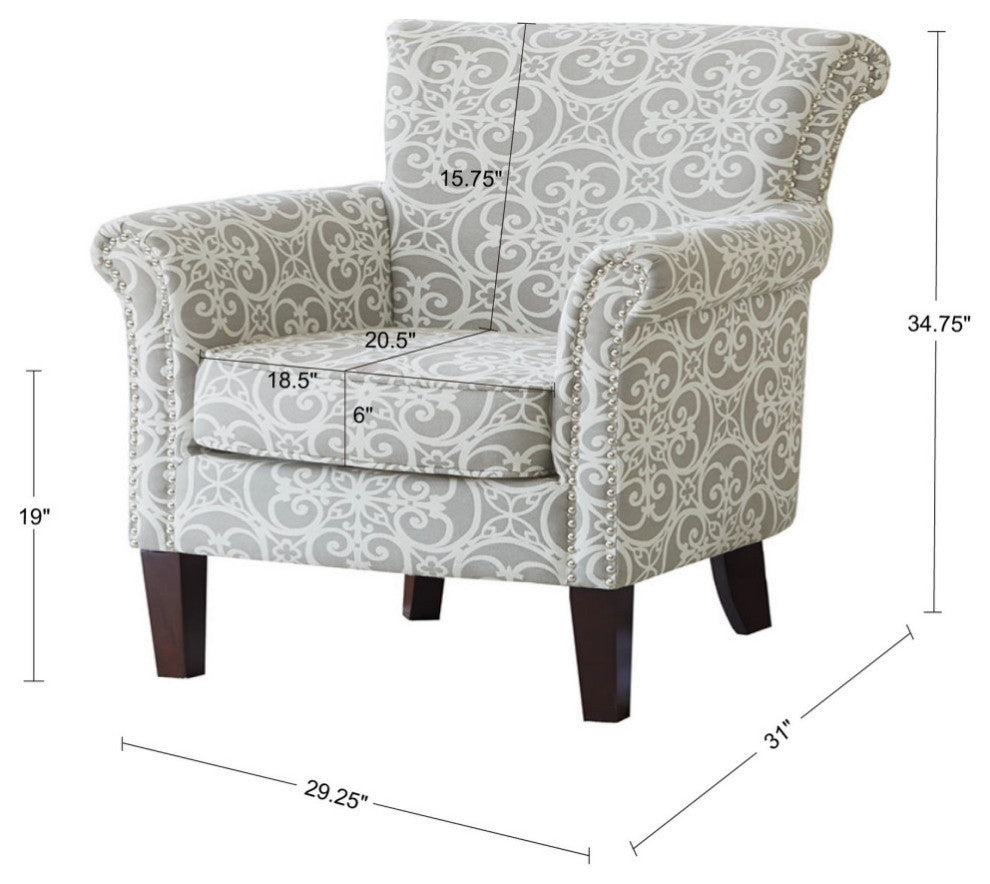 Madison Park Brooke Accent Chair,  Gray, Accent Chair