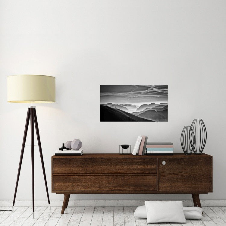 "Hunter In The Fog Bw" Stretched Canvas Giclee by Vito Guarino, 36x20"