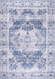 Alanya Ornate Medallion Machine Washable Indoor Area Rug, Navy/Cream, 5 X 8