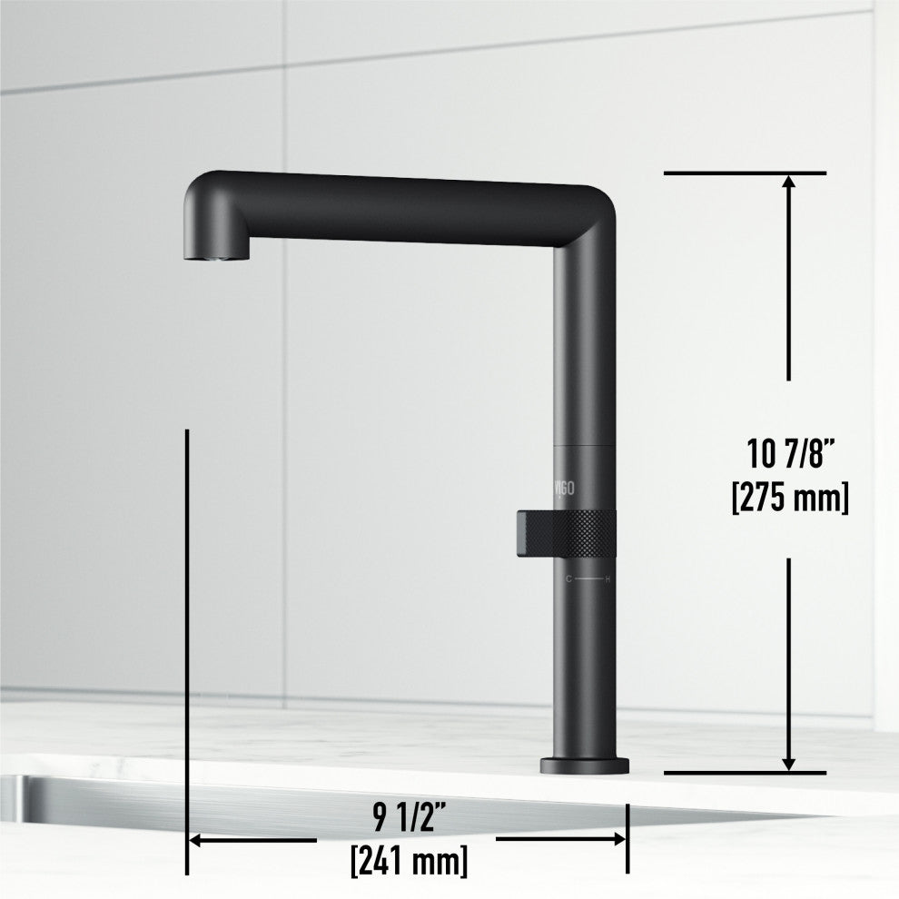 VIGO Jewel 11 in. H Single Handle Kitchen Bar Faucet, Matte Black