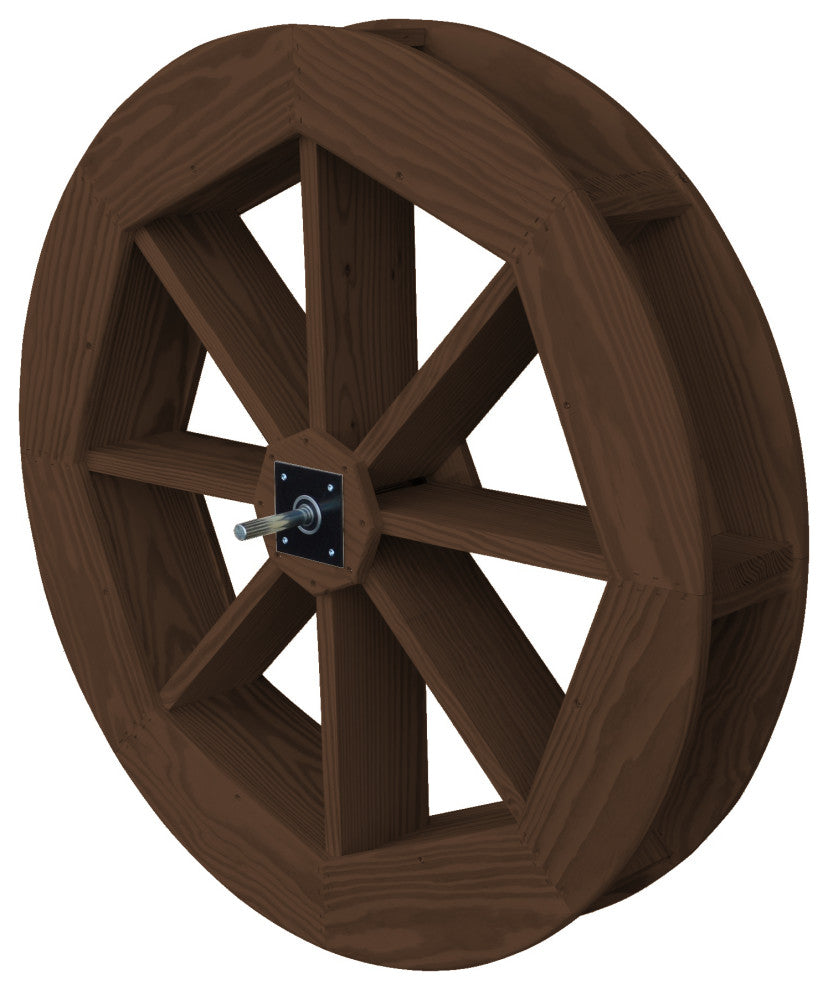 Pressure Treated Pine Waterwheel, Walnut Stain, 36"