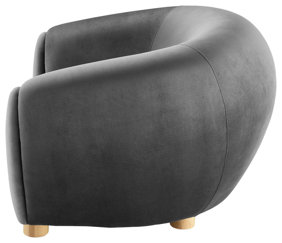 Armchair Accent Chair, Velvet, Dark Gray, Modern, Living Lounge Hospitality