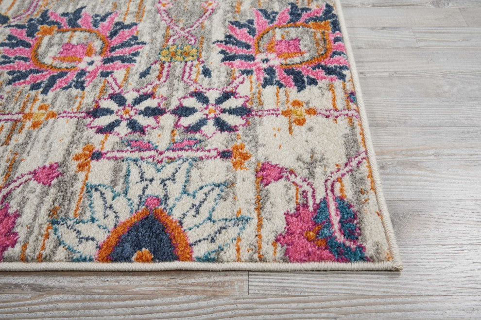 8 x 10 Gray and Pink Distressed Area Rug