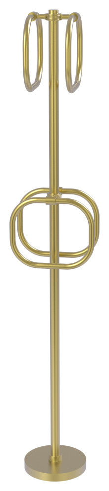 Towel Stand with 4 Integrated Towel Rings, Satin Brass