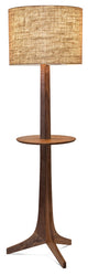 Nauta Floor Lamp, Walnut, Burlap, Matching Wood Shelf With Exposed Top Surface