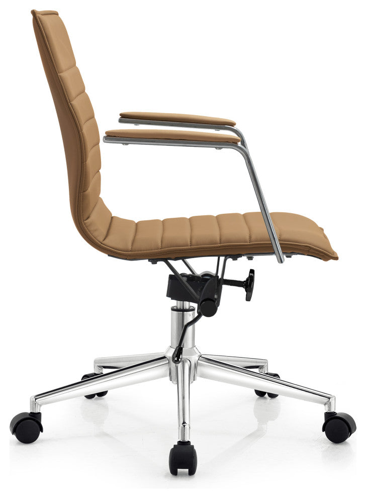 Mid Century Home Office Chair Mid Back Ergonomic PU Leather Executive Chair