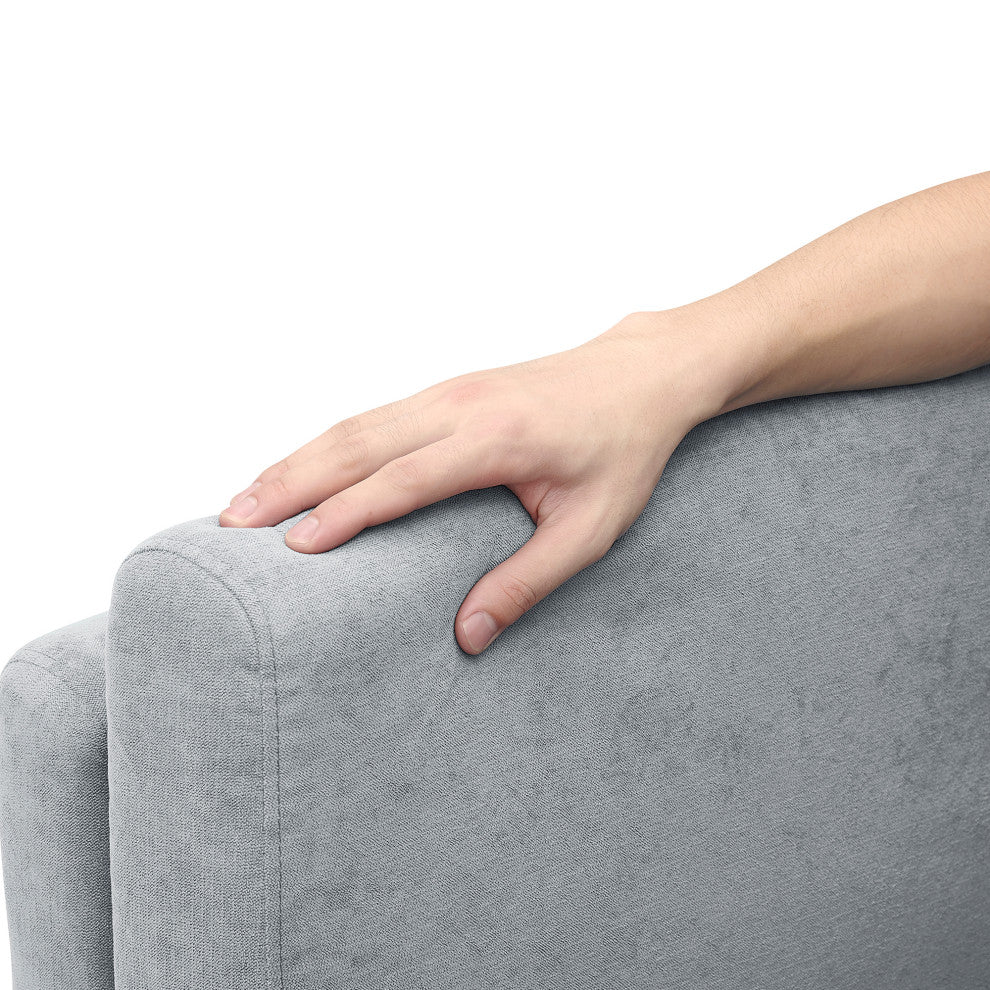 73" Chenille Fabric Tuxedo Arm Loveseat with Cushion, Grey, 73"