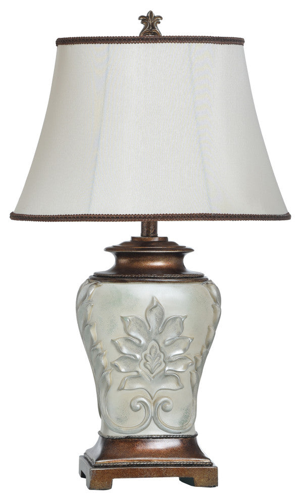 Magonia Table Lamp With Golden Accents and Round Bell Trimmed Shade