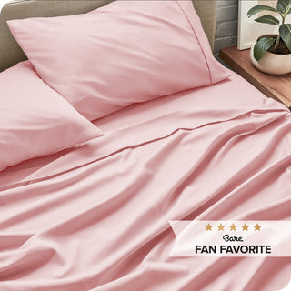 Bare Home 1800 Microfiber Sheet Set, Light Pink, Queen