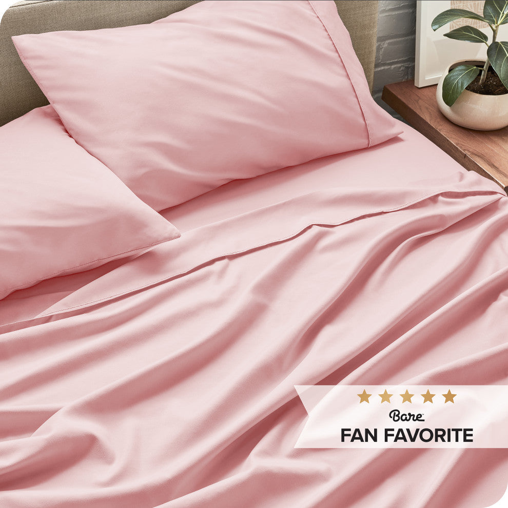 Bare Home 1800 Microfiber Sheet Set, Light Pink, Queen
