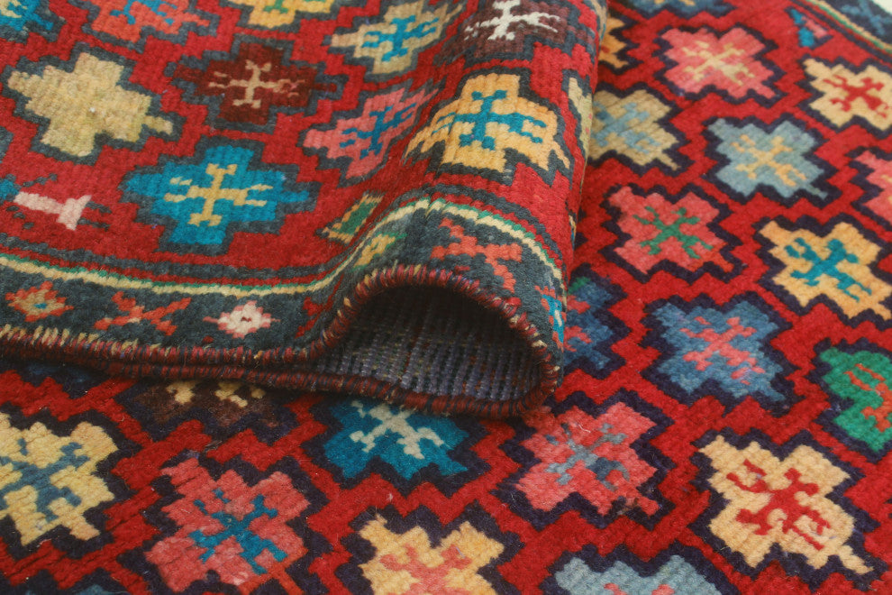 Vintage Distressed Paulette Red/Navy Runner, 2'7x8'10