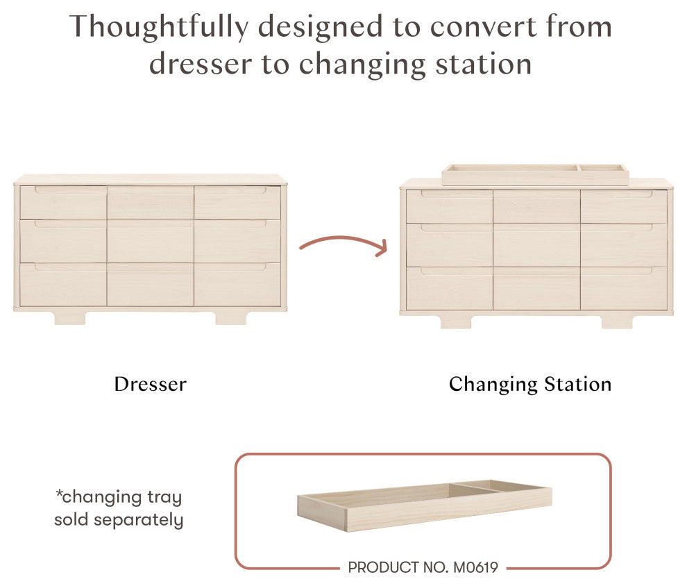 Yuzu 9-Drawer Assembled Dresser, Washed Natural