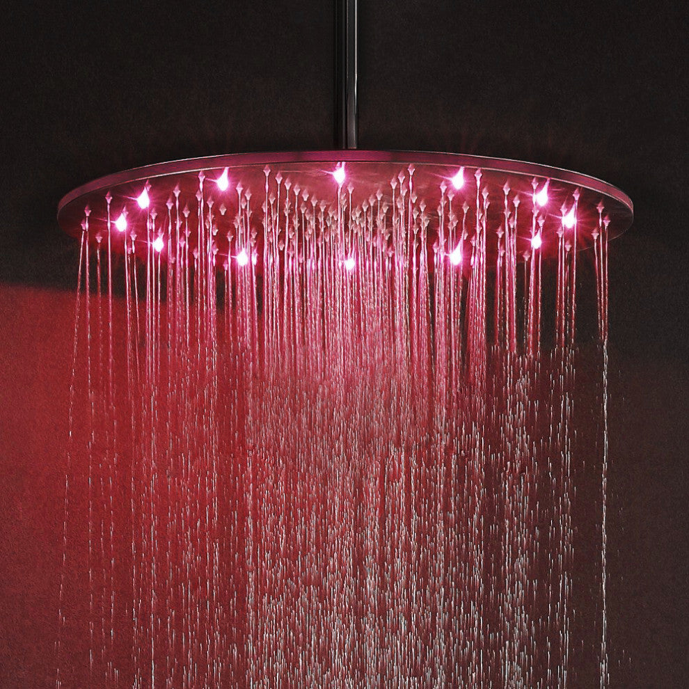 10" Oil Rubbed Bronze Round LED Rain Shower Head, Solid Brass