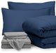 Bare Home 7-Piece Full & Full XL Bed-in-a-Bag, Dark Blue, Light Gray, Full Xl