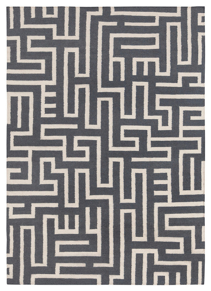 Lima Contemporary Area Rug, Gray and White, 5'x7'