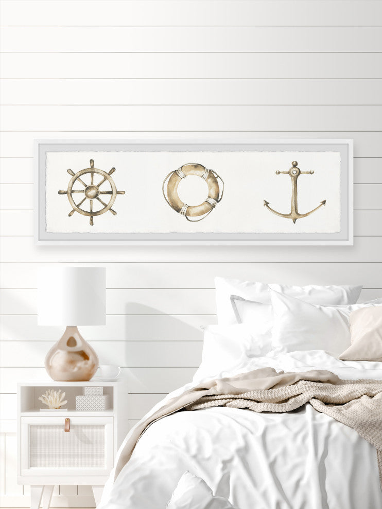"Sailing Symbols" Framed Painting Print, 45x15