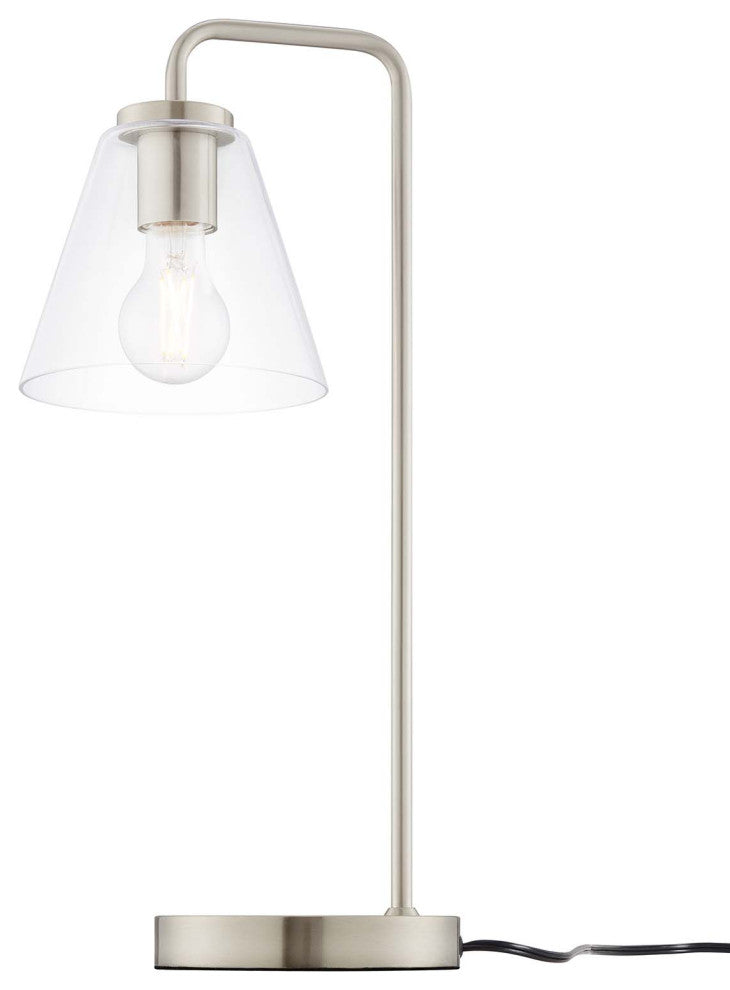 Table Lamp, Silver, Glass, Modern, Mid Century Kitchen Cafe Bistro Hospitality