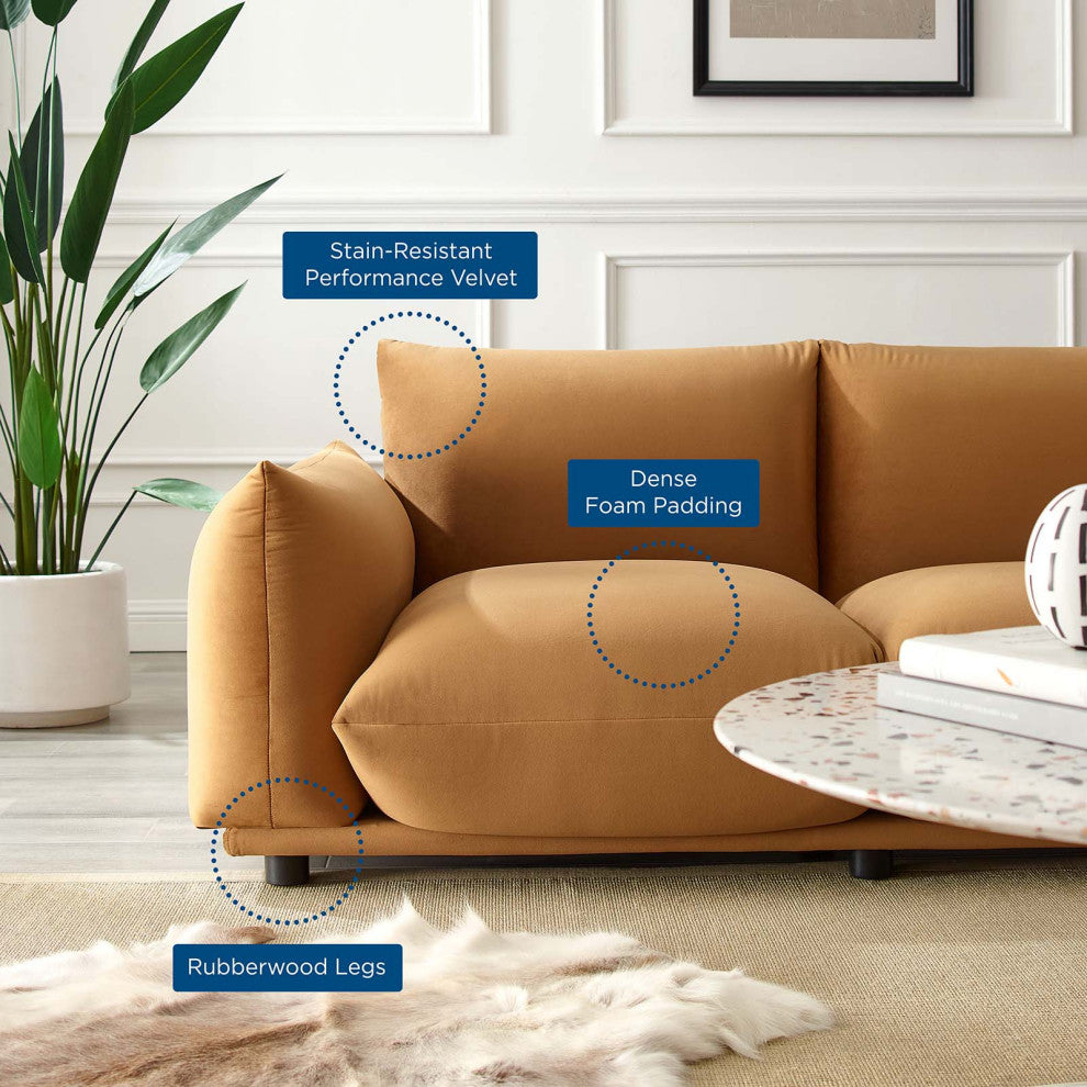 Copious Performance Velvet Loveseat Cognac