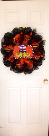 If The Shoe Fits Halloween Wreath Handmade Deco Mesh