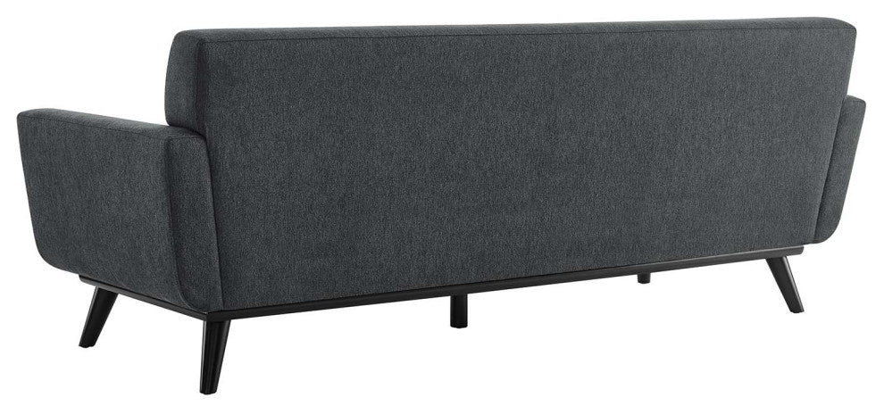 Sofa, Charcoal Gray, Fabric, Modern, Mid Century Hotel Lounge Cafe Lobby