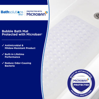Microban Protected Bubble Bath Mat, 26.75" L x 14.5" W, Frosted