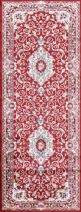 Red Floral Medallion Transitional Turkish Rug Oriental Carpet 3x8