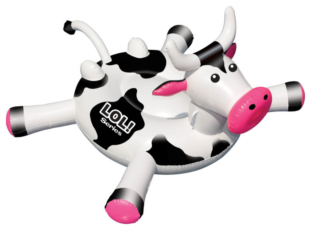Inflatable Black and White Ride-On Cow Novelty Swimming Pool Float 54