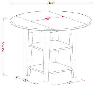 3Pc Dinette Set, Round Table, Two Shelves, 2 Chairs, Cream Dining Chairs Seat