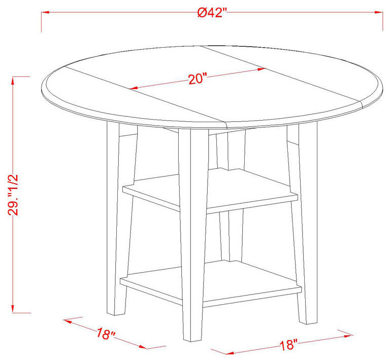 3Pc Dinette Set, Round Table, Two Shelves, 2 Chairs, Cream Dining Chairs Seat