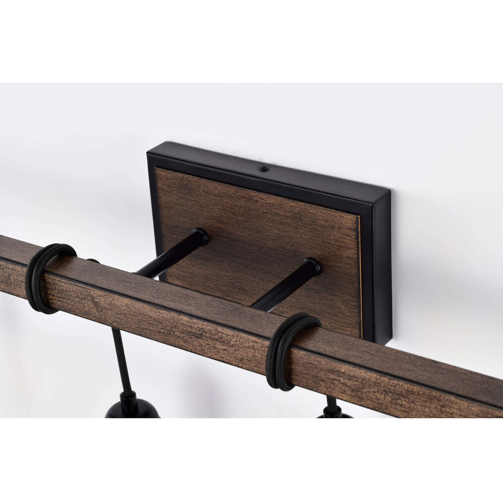 Hilary 4-light Antique Black and Faux Wood Grain Wall Sconce