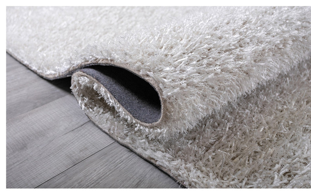 2" x 8" White and Silver Sparkly Runner Rug