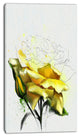 Yellow Rose Illustration Watercolor, Floral Canvas Art Print, 16"x32"