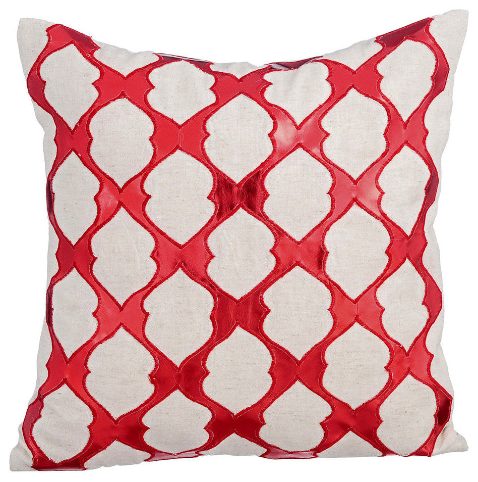 Red Decorative Pillow Shams 24"x24" Faux Leather, All Time Red
