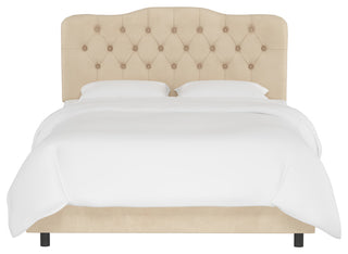 Aaron Twin Tufted Bed, Velvet Pearl