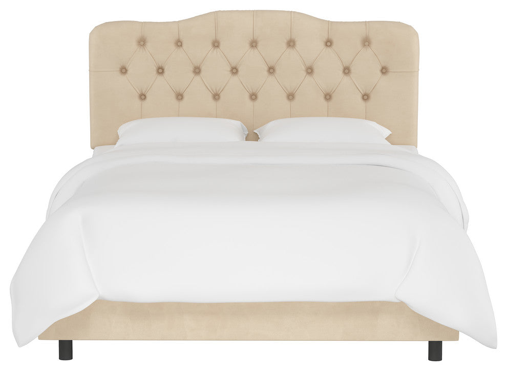 Aaron Twin Tufted Bed, Velvet Pearl