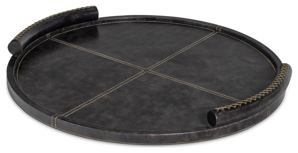 Forte Leather Tray Round, Black