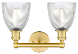 Castile 2-Light 15" Bath Vanity Light, Satin Gold Finish, Clear Shade