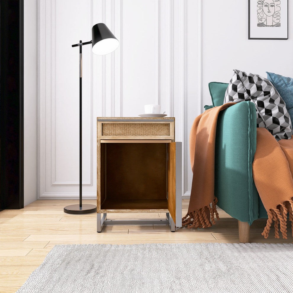 17" 1-door Accent Cabinet, Natural, White Wash