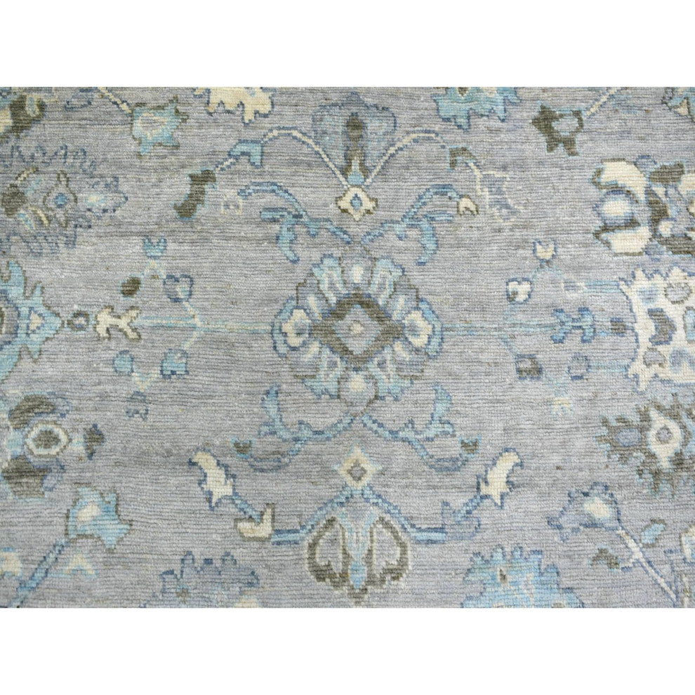 Silver Gray Angora Oushak All Over Motifs Afghan Hand Knotted Wool Rug8'1"x10'4"