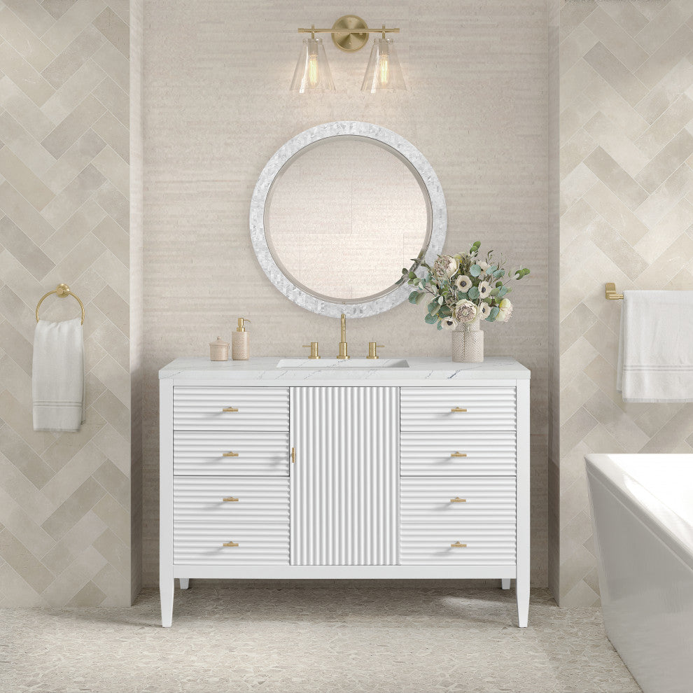 Myrrin 48" Vanity, Bright White, 3 CM Ethereal Noctis Top
