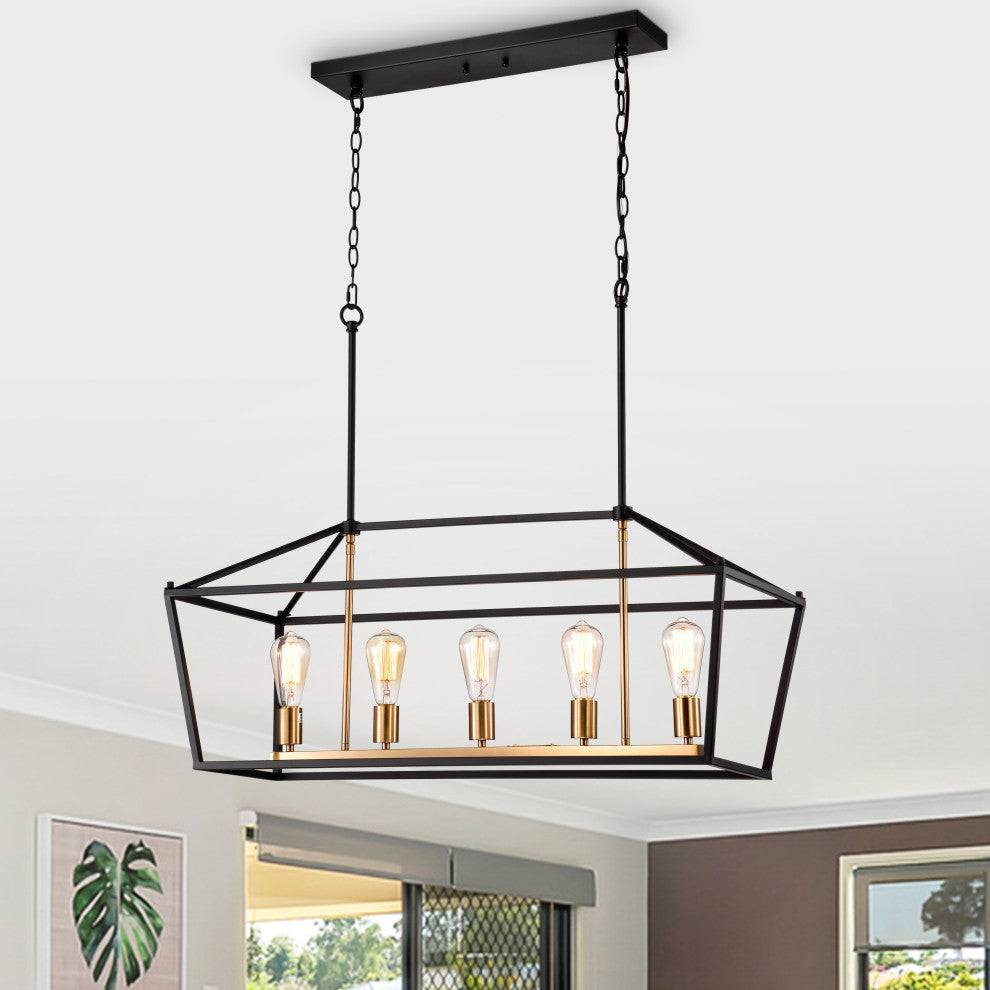 CHLOE Lighting IRONCLAD Industrial 5-Light Textured Black Pendant