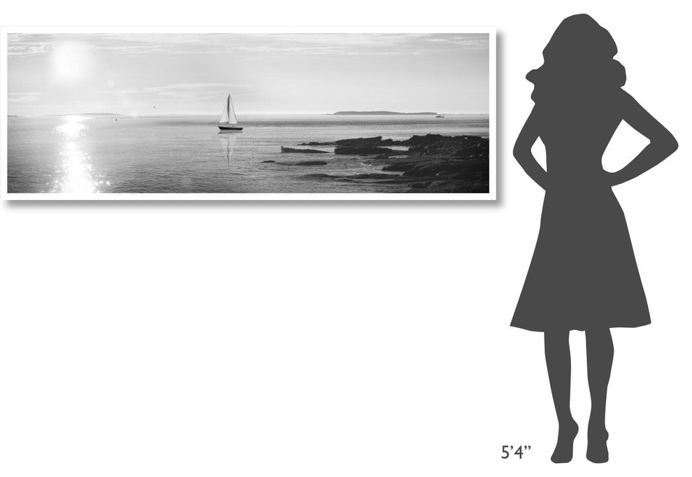 "Evening Sail Black and White" Digital Paper Print by Sue Schlabach, 74"x26"
