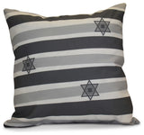 Decorative Holiday Pillow, Striped, Gray, 20"x20"