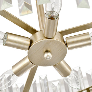 Eva Brushed Silver-ish Champagne Drum Crystal Prism Flush Mount