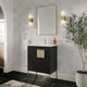Lockhart Bath Vanity, Black Oak, 24", Satin Brass Hardware, Single Sink, Freestanding