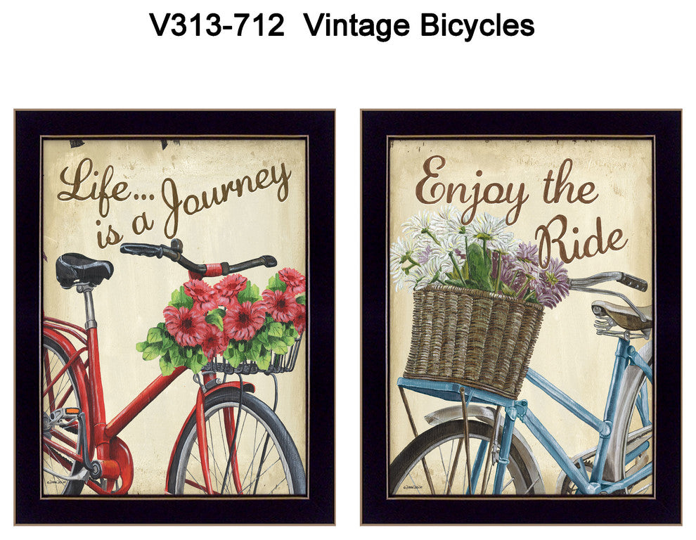 "Vintage Bicycles" Collection By Debbie DeWitt, Printed Wall Art, Black Frame
