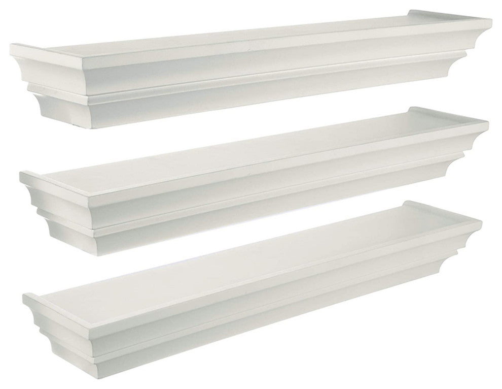 Kiera Grace Madison 3-Piece Contoured Floating Wall Shelves, 24", Antique White
