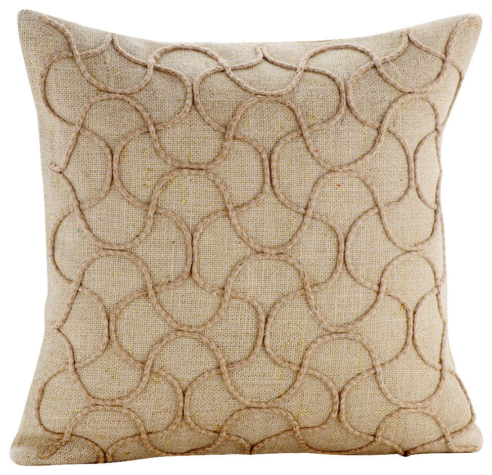 Throw Pillow Covers 20" x 20" Cushion Cover Beige Cotton - The Jute Heritage