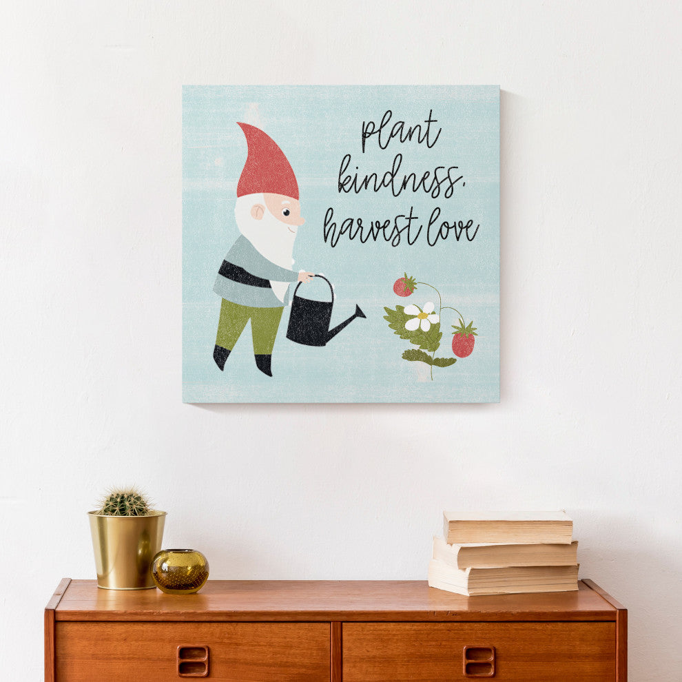 Plant Kindness Harvest Love Gnome 2 16x16 Canvas Wall Art